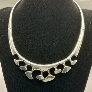 Modernist Organic Necklace Collar Choker Torque Taxco Mexico Sterling Silver